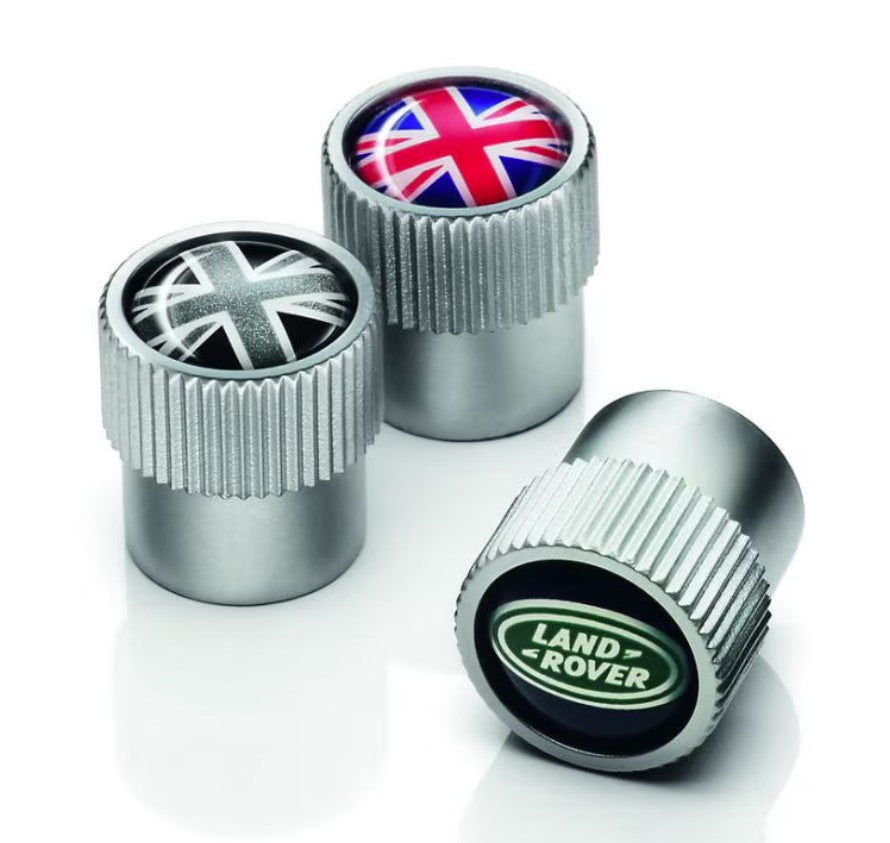 LAND ROVER STYLED VALVE CAPS - BLACK JACK - VPLRW0153